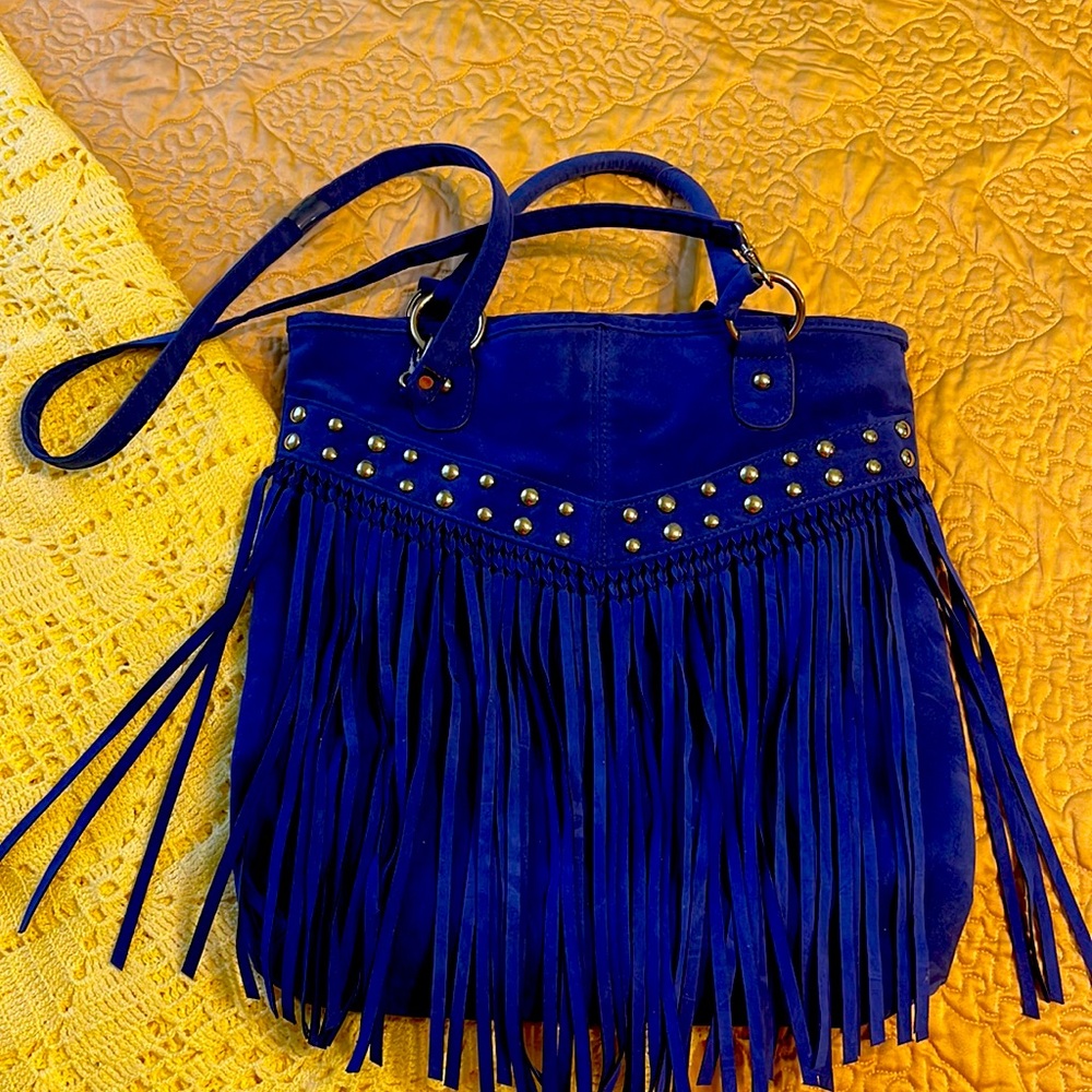 Ladies Blue Suede Handbag